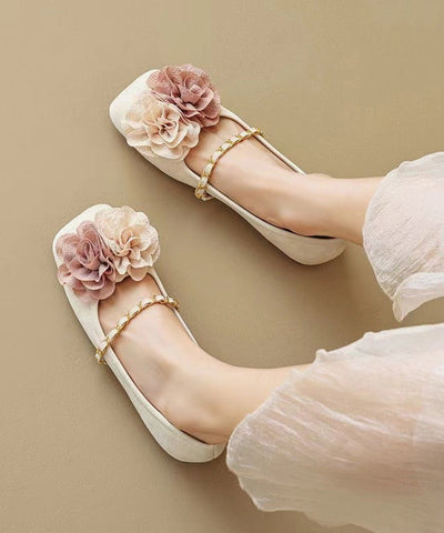 Boutique Comfortable Splicing Floral Beige Flats Shoes Boutique Comfortable Splicing Floral Beige Flats Shoes