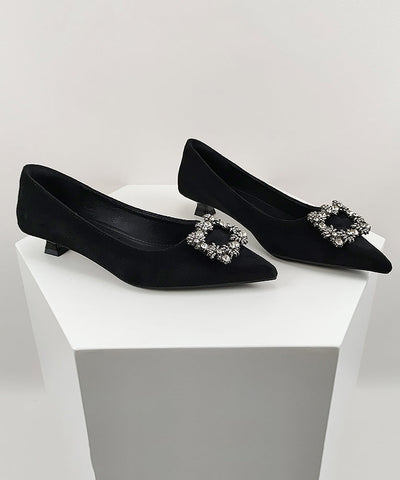 Black Comfy Splicing Kitten Shoes Pointed Toe Women Black Comfy Splicing Kitten Shoes Pointed Toe Women