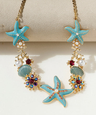 Mode Blau Sterling Silber Overgilt Emaille Zirkon Shell Perle Anhänger Halskette  Mode Blau Sterling Silber Overgilt Emaille Zirkon Shell Perle Anhänger Halskette