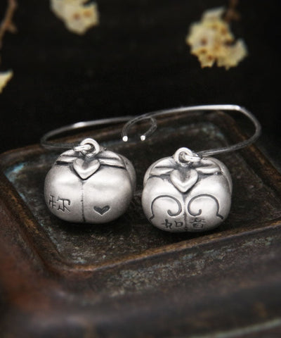 Fine Silk Sterling Silver Persimmon Ruyi Hoop Earrings Fine Silk Sterling Silver Persimmon Ruyi Hoop Earrings