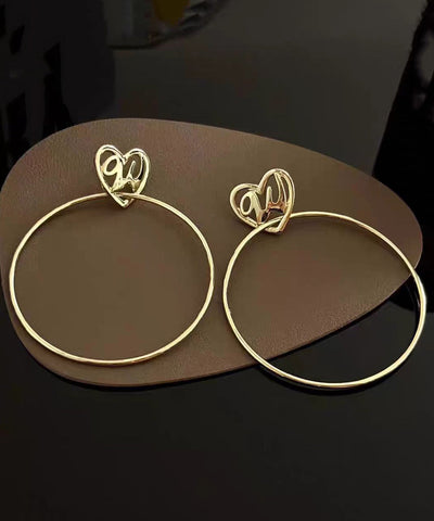 Oversize Gold Copper Overgild Love Hoop Earrings Oversize Gold Copper Overgild Love Hoop Earrings