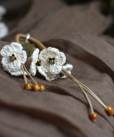Original White Sterling Silver Handmade Weaving Floral Tassel Drop Earrings Original White Sterling Silver Handmade Weaving Floral Tassel Drop Earrings