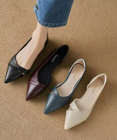 Mulberry Cowhide Leather Comfy Splicing Flat Feet Shoes Mulberry Cowhide Leather Comfy Splicing Flat Feet Shoes