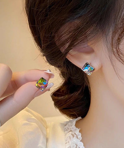 Novelty Gold Copper Alloy Crystal Sugar Stud Earrings Novelty Gold Copper Alloy Crystal Sugar Stud Earrings