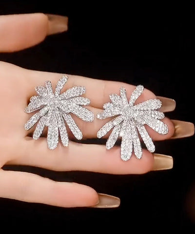 Oversize Silk Copper Zircon Fireworks Stud Earrings Oversize Silk Copper Zircon Fireworks Stud Earrings