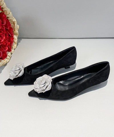 Black Splicing Suede Kitten Heel Shoes Pointed Toe Black Splicing Suede Kitten Heel Shoes Pointed Toe