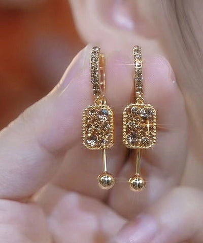 Novelty Coffee Sterling Silver Overgild Zircon Crystal Tassel Drop Earrings Novelty Coffee Sterling Silver Overgild Zircon Crystal Tassel Drop Earrings