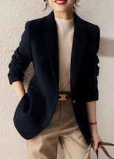 Lose Navy Kerb Knopf Patchwork Spandex Mäntel Herbst