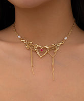 Moderne Gold Sterling Silber Overgild Zirkon Liebe Quaste Prinzessin Halskette