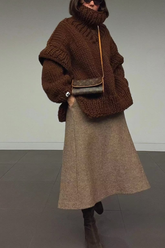 Lockerer Langarm-Rollkragenpullover