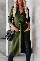 Chaqueta tipo cárdigan de punto con solapa y lazo