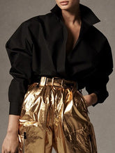 Long Sleeves Loose Solid Color Stand Collar Blouses&Shirts Tops