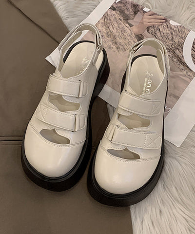 Casual Brown Faux Leather Sandals Splicing Hollow Out Sandals Casual Brown Faux Leather Sandals Splicing Hollow Out Sandals