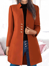 Damenmäntel mit Knöpfen, langärmelig, schmale Passform, Wollmantel