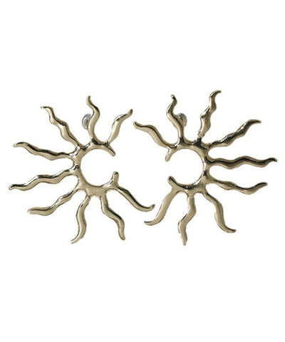 Oversize Gold Copper Alloy Sun Stud Earrings Oversize Gold Copper Alloy Sun Stud Earrings