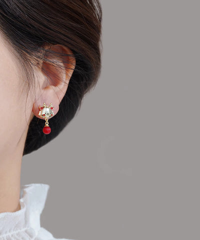 New Red Alloy The Year Of the Loong Pearl Drop Earrings New Red Alloy The Year Of the Loong Pearl Drop Earrings