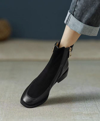 Comfy Stylish Splicing Chunky Boots Green Sheepskin Comfy Stylish Splicing Chunky Boots Green Sheepskin