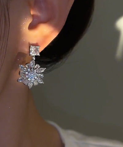 Original Design Silk Alloy Zircon Floral Drop Earrings Original Design Silk Alloy Zircon Floral Drop Earrings