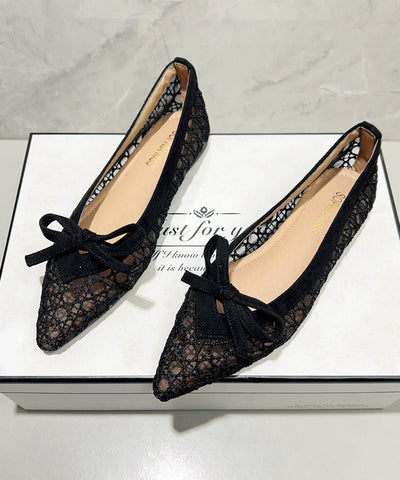 Green Flat Feet Shoes Breathable Mesh Comfy Splicing Bow Green Flat Feet Shoes Breathable Mesh Comfy Splicing Bow