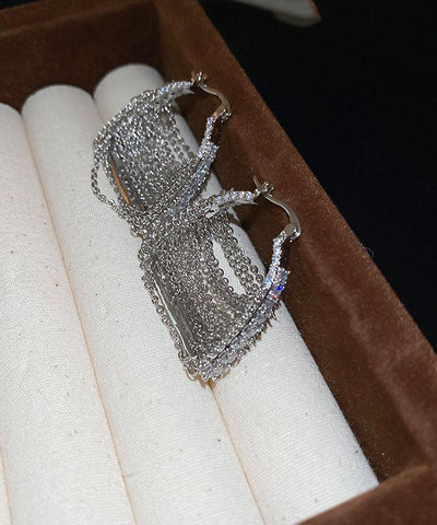 Modern Silk Copper Zircon Chain Bag Hoop Earrings Modern Silk Copper Zircon Chain Bag Hoop Earrings