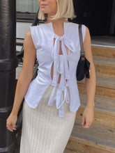 Tossy Fashion - Camiseta sin mangas con vendaje calado para mujer, top corto sexy ajustado de verano con cordones y retazos, cárdigan femenino Y2k, novedad