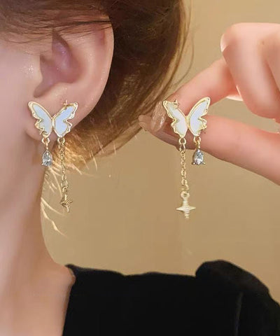 Original Design Gold Alloy Pearl Butterfly Star Tassel Drop Earrings Original Design Gold Alloy Pearl Butterfly Star Tassel Drop Earrings