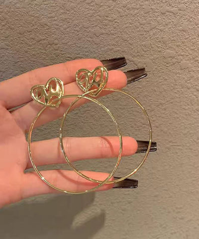 Oversize Gold Copper Overgild Love Hoop Earrings Oversize Gold Copper Overgild Love Hoop Earrings