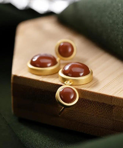 Modern Mulberry Sterling Silver Overgild Agate Drop Earrings Modern Mulberry Sterling Silver Overgild Agate Drop Earrings