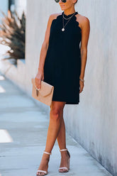 Neckholder-Minikleid mit Spitzenbesatz