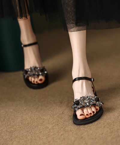 Boutique Beige Cowhide Leather CrystalSplicing Sandals Peep Toe Boutique Beige Cowhide Leather CrystalSplicing Sandals Peep Toe