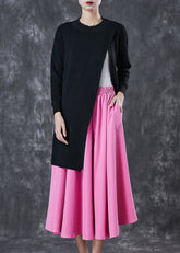Stil Schwarz Asymmetrische Seite Offenen Pullover Und Rock Zwei Stücke Set Frühling