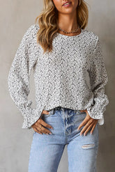 floral ruffled bubble sleeve blouse