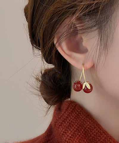 Original Design Red Copper Overgild Tomato Hoop Earrings Original Design Red Copper Overgild Tomato Hoop Earrings