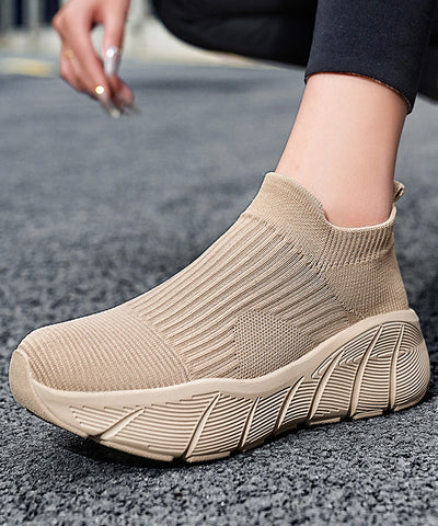 Orange Elastic Fabric Platform Sport Shoes For Women Orange Elastic Fabric Platform Sport Shoes For Women