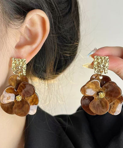 Original Design Green Acrylic Floral Drop Earrings Original Design Green Acrylic Floral Drop Earrings