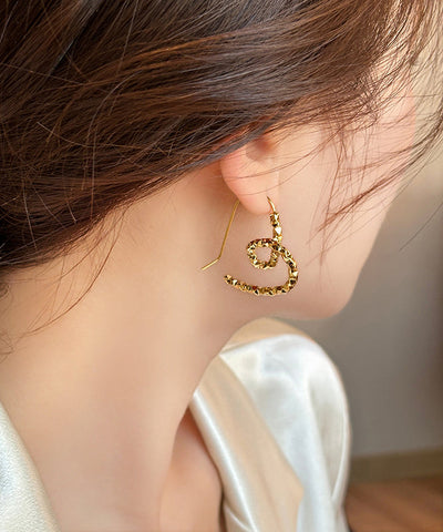 Regular Gold Copper Alloy Love Hoop Earrings Regular Gold Copper Alloy Love Hoop Earrings
