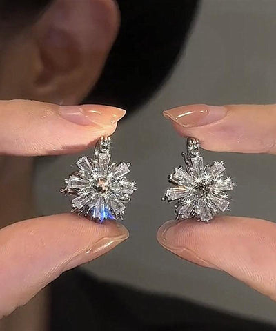 Pendientes de aro de nieve con circonitas de cobre y seda de moda  Pendientes de aro de nieve con circonitas de cobre y seda de moda
