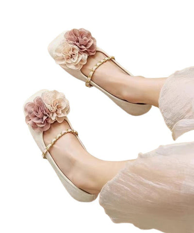 Boutique Comfortable Splicing Floral Beige Flats Shoes Boutique Comfortable Splicing Floral Beige Flats Shoes