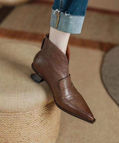 Black Boots Kitten Sheepskin French Splicing Pointed Toe Black Boots Kitten Sheepskin French Splicing Pointed Toe