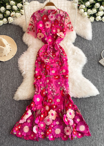 Fashion Rose O-Ausschnitt schmeichelnde Tüll Maxi Kleider Sommer  Fashion Rose O-Ausschnitt schmeichelnde Tüll Maxi Kleider Sommer