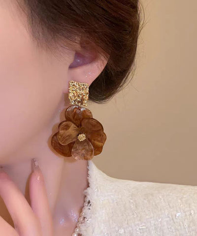 Original Design Green Acrylic Floral Drop Earrings Original Design Green Acrylic Floral Drop Earrings