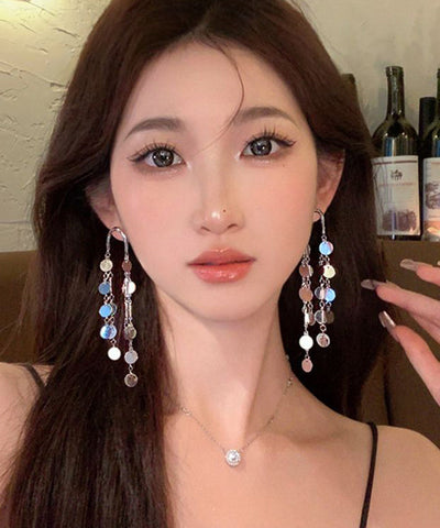 Original Silk Alloy Sequins Tassel Drop Earrings Original Silk Alloy Sequins Tassel Drop Earrings