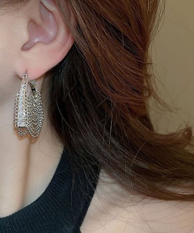 Modern Silk Copper Zircon Chain Bag Hoop Earrings Modern Silk Copper Zircon Chain Bag Hoop Earrings