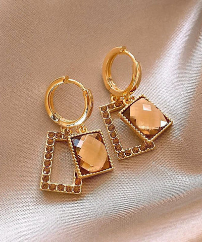 Original Design Coffee Alloy Crystal Zircon Drop Earrings Original Design Coffee Alloy Crystal Zircon Drop Earrings