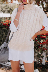 Suéteres casuales de cuello alto con parches sólidos (4 colores)