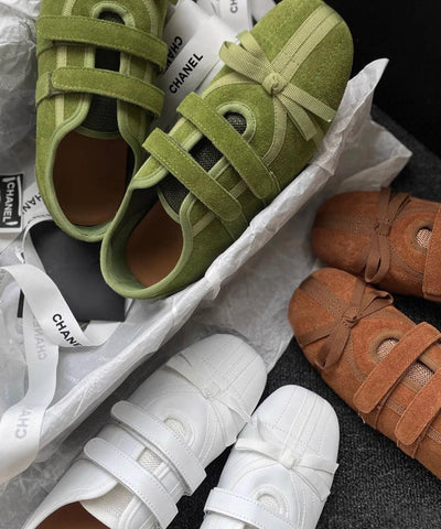 Casual Versatile Splicing Soft Flat Shoes Green Suede Casual Versatile Splicing Soft Flat Shoes Green Suede