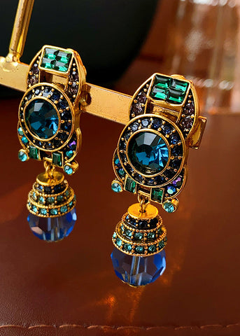 Novelty Blue Overgild Zircon Crystal Drop Earrings Novelty Blue Overgild Zircon Crystal Drop Earrings