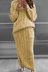 Vestido tipo suéter de punto con bolsillos Mylah, traje de dos piezas