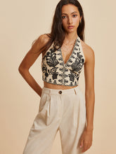 Tanktop mit V-Ausschnitt und Stickerei-Print