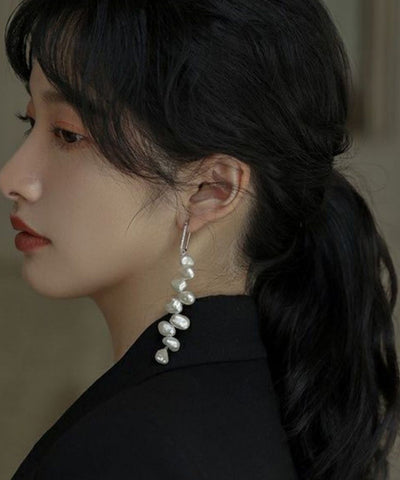 Original Design Silk Sterling Silver Broken Silver Pearl Tassel Drop Earrings Original Design Silk Sterling Silver Broken Silver Pearl Tassel Drop Earrings